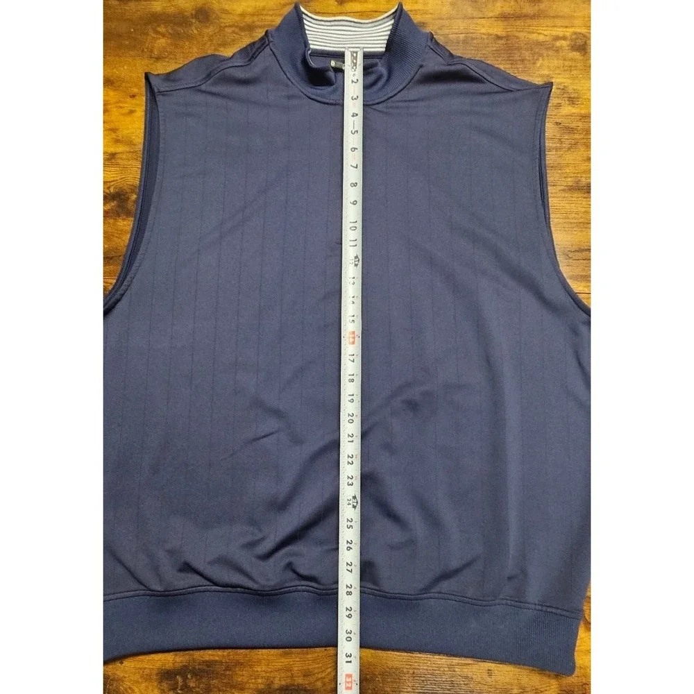 FootJoy Men's XL Performance Golf Vest Blue Striped 1/4 Zip Pullover Stretch